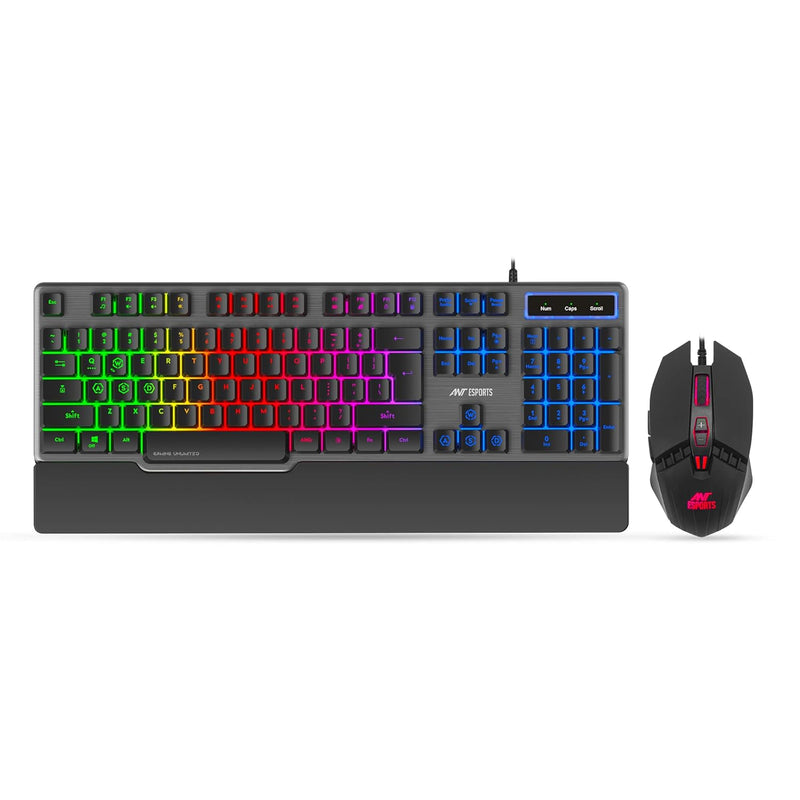 Ant Esports KM500 Pro Backlit Gaming Membrane Keyboard-19 Anti GhostingKeys I Braided cable with rubberised coating and 3200 DPI Optical Sensor I LED Backlit Scroll Wheel Mouse Combo