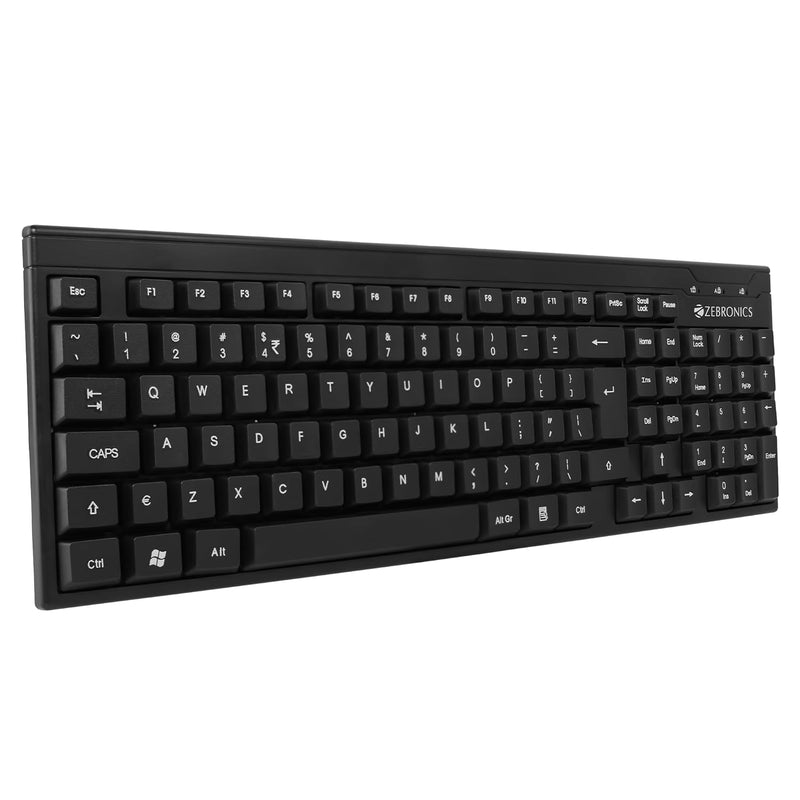 ZEBRONICS Zeb- K35 USB Wired Keyboard with Rupee Key,Spill-Proof and Slim Design (Black)