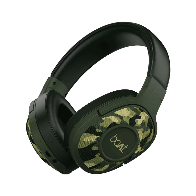 boAt Rockerz 550 Over Ear Bluetooth Headphones with Upto 20 Hours Playback, 50MM Drivers, Soft Padded Ear Cushions and Physical Noise Isolation, without Mic (Army Green)