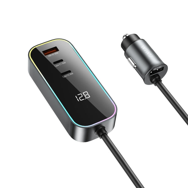 WIWU Wi-QC14 120W Dual PD+QC Fast Charging Zinc Alloy Car Charger with Cable