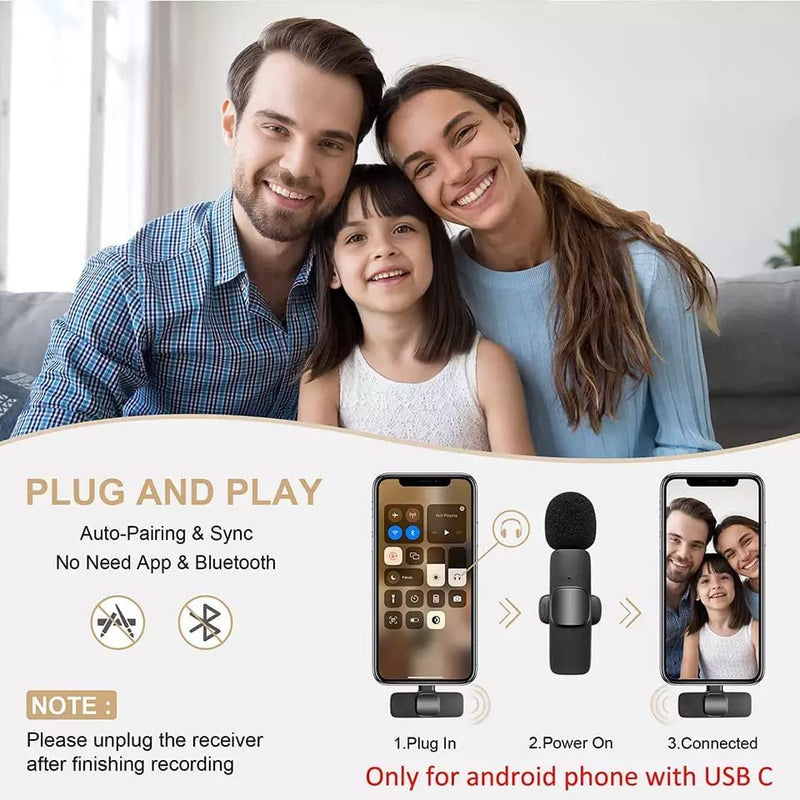 K9 Dual Wireless Lavalier Microphone Plug and Play, No Need APP & Bluetooth Collar Mic for, iPad, Mac Devices for YouTube, Live Stream & Video Recording (K-9 Double Microphone)