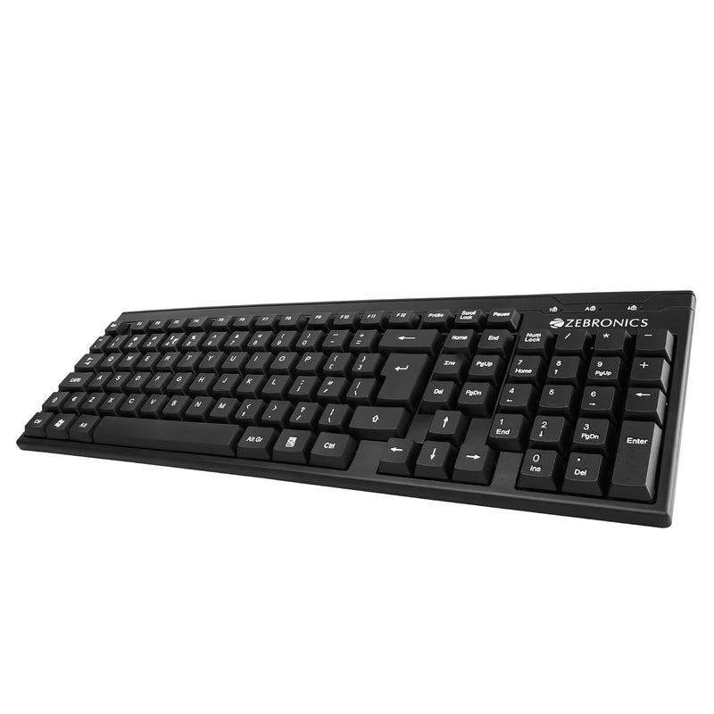 ZEBRONICS Zeb- K35 USB Wired Keyboard with Rupee Key,Spill-Proof and Slim Design (Black)