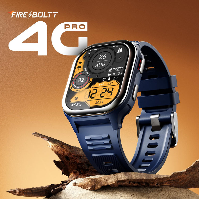 Fire-Boltt 4G Pro Volte Calling Smart Watch- 2.02” TFT Display, 4G Nano-SIM GPS, Health Suite, Sports Modes, 400mAh Battery (Blue)