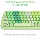 i Gear KeyBee Retro Typewriter Inspired 2.4GHz Wireless Keyboard with Mouse Combo for Desktop/Laptop and Devices with USB Support, Single Nano Receiver, Round Keycaps, Cleaning Brush (Green)