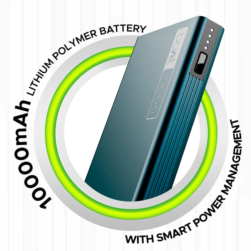 boAt Energyshroom PB300 Power bank with 10000mAh Battery, 22.5w Fast Charging, 12-Layer Smart IC Protection, LED Indicators and Aluminum Alloy Casing