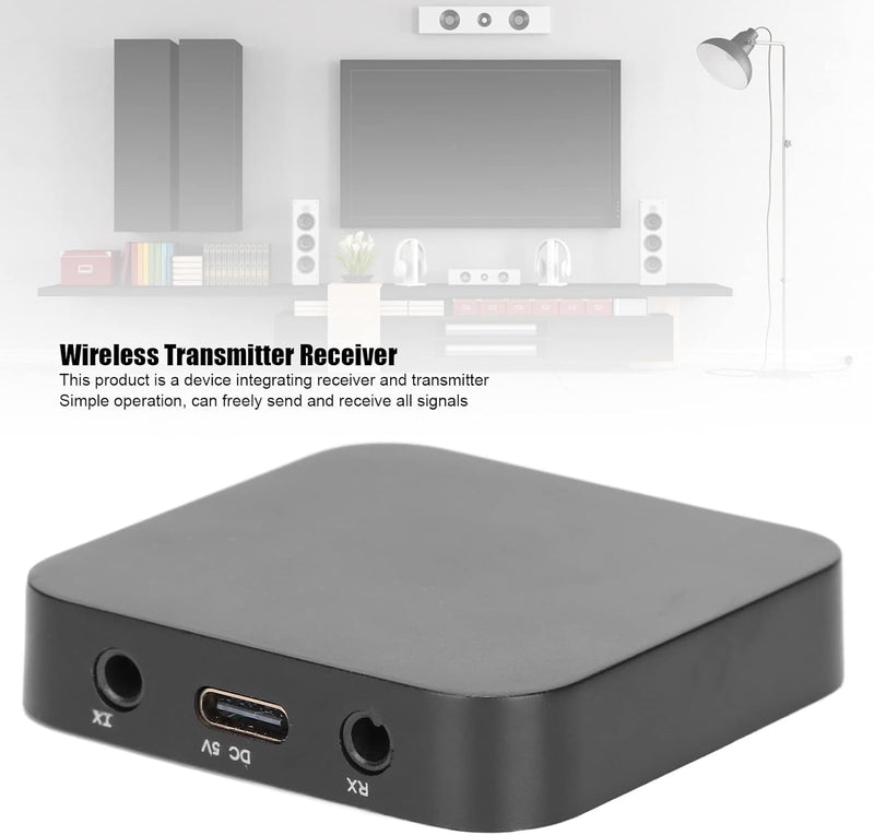 Bluetooth 5.0 Transmitter Receiver, T38 2 in 1 Wireless Adapter 3.5mm Jack, Low Latency Technology Support Real Time Transmission