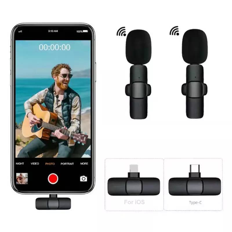 K9 Dual Wireless Lavalier Microphone Plug and Play, No Need APP & Bluetooth Collar Mic for, iPad, Mac Devices for YouTube, Live Stream & Video Recording (K-9 Double Microphone)