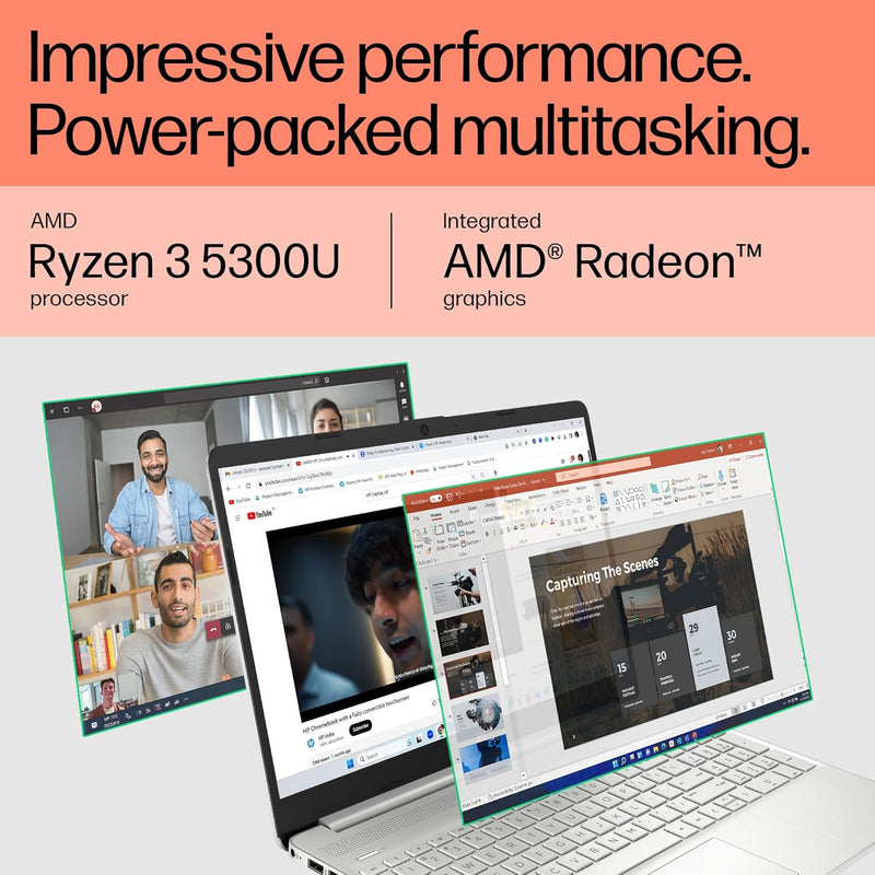 HP 15S-EQ2143AU AMD RYZEN 3-5300U/8GB/512GB SSD/15.6"FHD/WINDOWS11+MS OFFICE 2021/SILVER