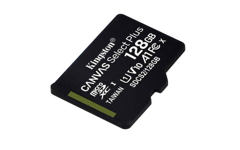 Kingston Canvas Select Plus 128GB microSD Card Class 10 UHS-I speeds up to 100MB/s with Adapter (SDCS2/128GBIN), Black