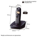 Panasonic KX-TG3611SX Single Line 2.4GHz Digital Cordless Phone Black