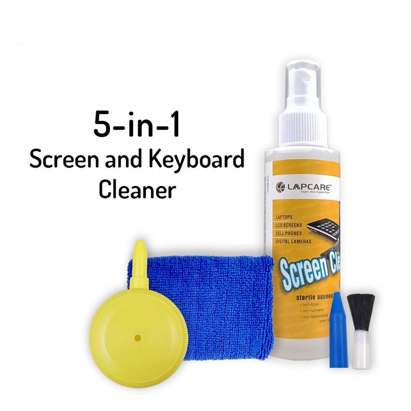 LAPCARE 5in1 Screen Cleaning Kit with Suction Balloon for PC, Laptops, Monitors, Mobiles, LCD, LED, TV/Professional Quality/Prevents Static Electricity, 125ml with Micro Fiber Cloth & Compact Brush