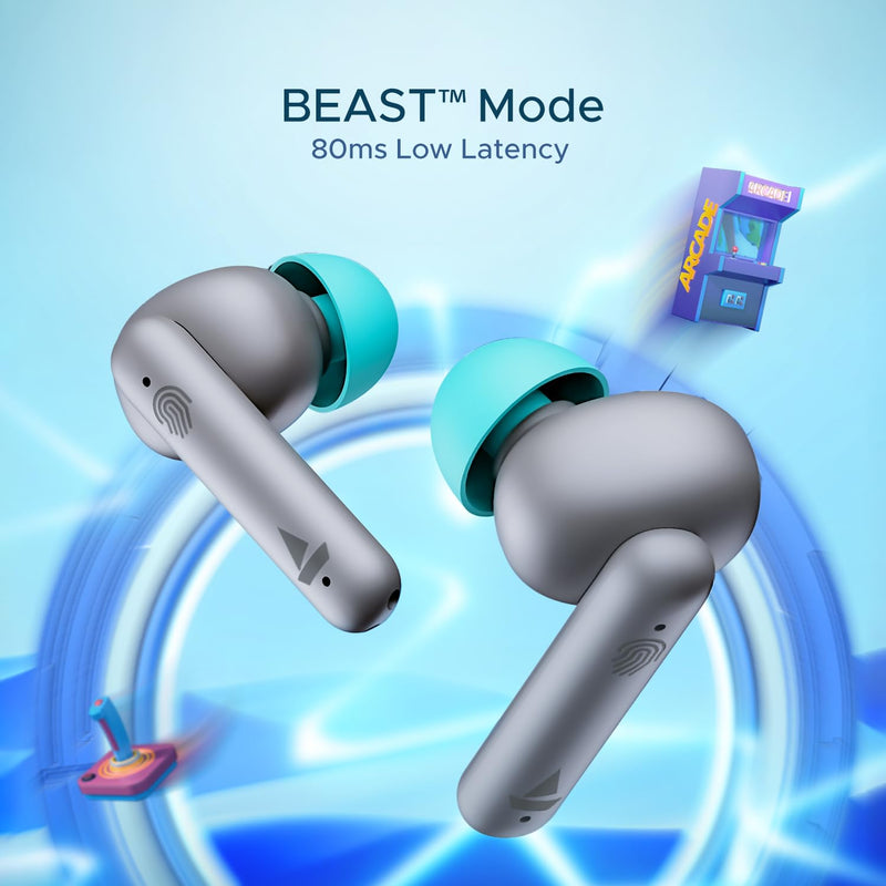 boAt Airdopes 141, Low Latency, ENx Tech, 42HRS Battery, Fast Charge, IWP, IPX4, v5.1 Bluetooth Earbuds, TWS Ear Buds Wireless Earphones with mic (Cider Cyan)