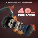 Noise Newly Launched Three Wireless On-Ear Headphones with 70H Playtime, 40mm Driver, Low Latency(up to 45ms),Dual Pairing, BT v5.3 (Jet Black)