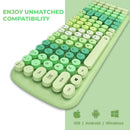 i Gear KeyBee Retro Typewriter Inspired 2.4GHz Wireless Keyboard with Mouse Combo for Desktop/Laptop and Devices with USB Support, Single Nano Receiver, Round Keycaps, Cleaning Brush (Green)