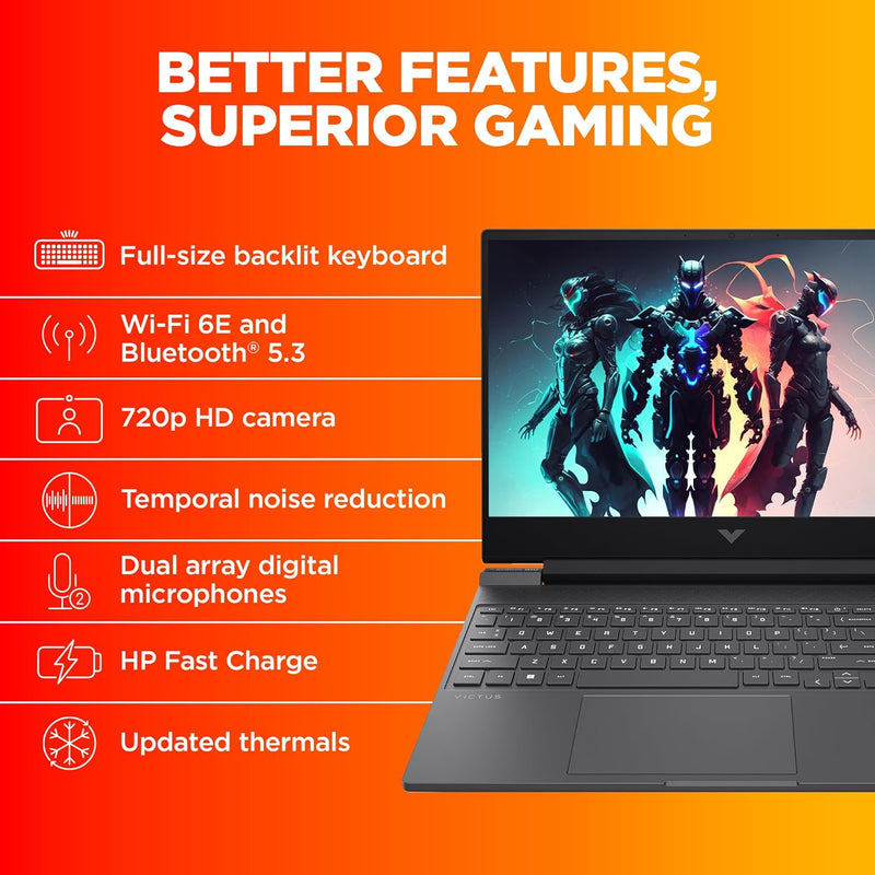 HP VICTUS 15-FA1279TX CORE i5-13420H 13TH GEN/16GB/512GB SSD/15.6"FHD/NVIDIA GEFORCE RTX 4050 6GB GRAPHICS/WIN11+MSO2021/BACKLIT/MICA SILVER (9W6U9PA)