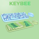 i Gear KeyBee Retro Typewriter Inspired 2.4GHz Wireless Keyboard with Mouse Combo for Desktop/Laptop and Devices with USB Support, Single Nano Receiver, Round Keycaps, Cleaning Brush (Green)