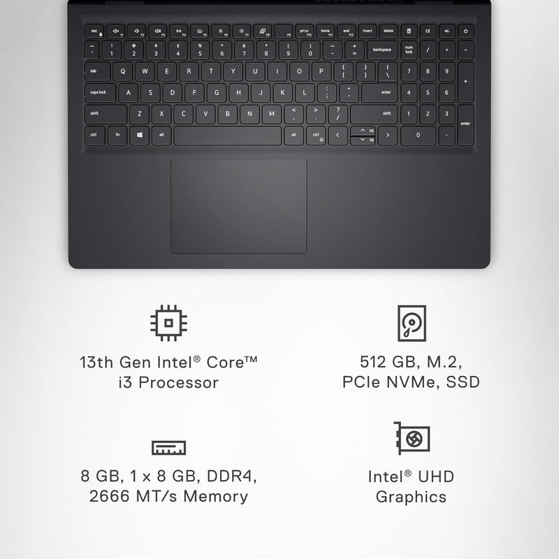 DELL VOSTRO 3530 CORE i3-1305U 13TH GEN/8GB/512GB SSD/15.6"FHD/WINDOWS11+OFFICE 2024/TITAN GREY
