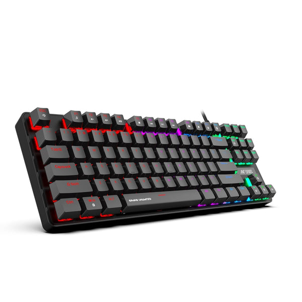 Ant Esports Gaming Keyboard MK1000 TKL Mechanical Multicolor LED Backlit Wired -Black with Outemu Blue Switch