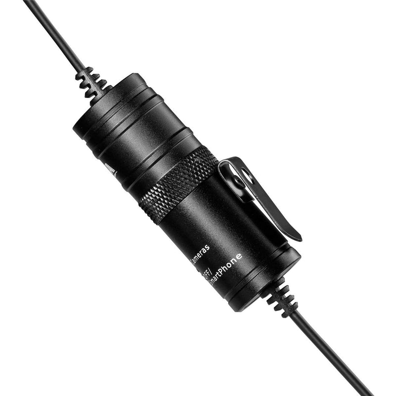 Boya ByM1 Auxiliary Omnidirectional Lavalier Condenser Microphone with 20ft Audio Cable (Black)