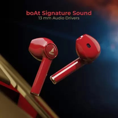 boAt Airdopes 131 Iron Man Edition with 15 Hours Playtime Bluetooth Headset  (Iron Blood, True Wireless)