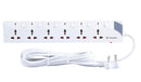 Lapcare White 6 Way Surge Protector Extension Socket Board with Spike Buster 5M