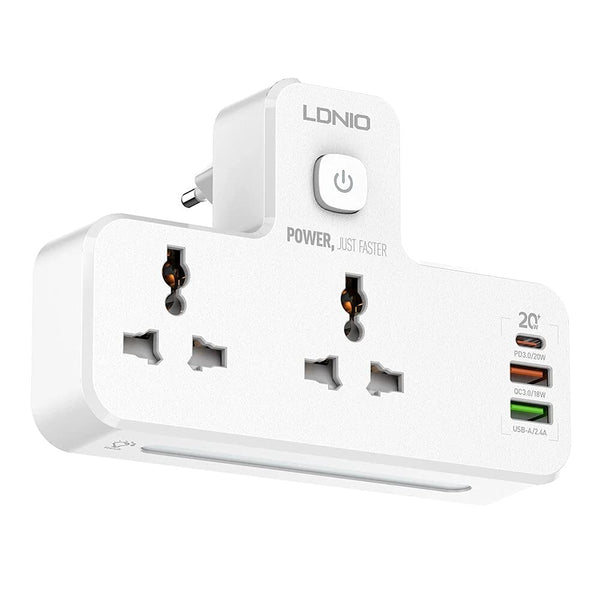 LDNIO SC2311 20W 3-Port USB Charger Extension Power Strip with 1 * 20W USB-C PD Power Delivery / 1 * 18W USB QC3.0/1 * USB-A Wall Charger Adapter Fast Charger