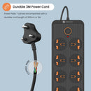 Portronics Power Plate 7 with 6 USB Port + 8 Power Sockets Power Strip Extension Board with 2500W, 3Mtr Cord Length, 2.1A USB Output