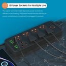 Portronics Power Plate 7 with 6 USB Port + 8 Power Sockets Power Strip Extension Board with 2500W, 3Mtr Cord Length, 2.1A USB Output