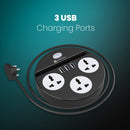 Portronics Power Plate 5 Surge Protector 1500W High Power Converter with USB Charger & Mobile Holder 3AC Socket + 3USB Ports I 1.5 m Cord Length