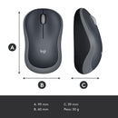 Logitech M185 Wireless Mouse, 2.4GHz with USB Mini Receiver, 12-Month Battery Life, 1000 DPI Optical Tracking, Ambidextrous, Compatible with PC, Mac, Laptop