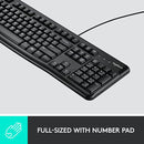 Logitech MK120 Wired Keyboard and Mouse Combo for Windows, Optical Wired Mouse, Full-Size Keyboard, USB Plug-and-Play, Compatible with PC, Laptop